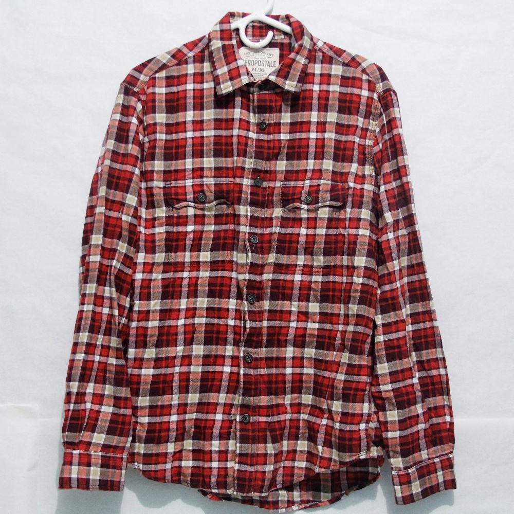 Aeropostale Mens Plaid Button Down Shirt Medium